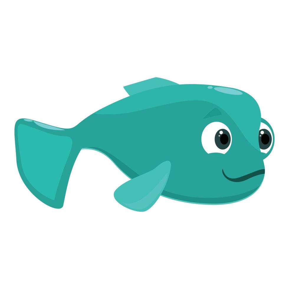 Cute cartoon fish swimming and smiling underwater vector