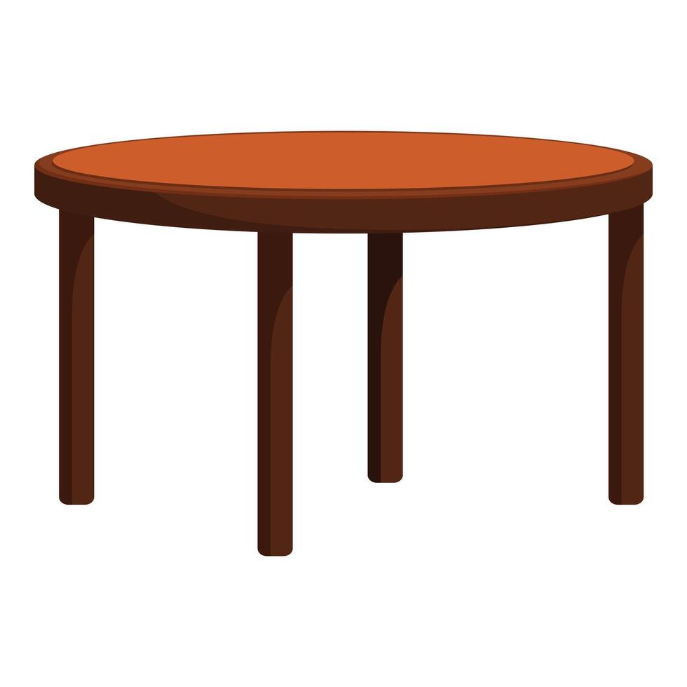Round wooden table standing on four legs isolated cartoon style vector