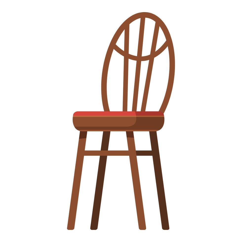 Wooden chair with red upholstery standing on white background vector
