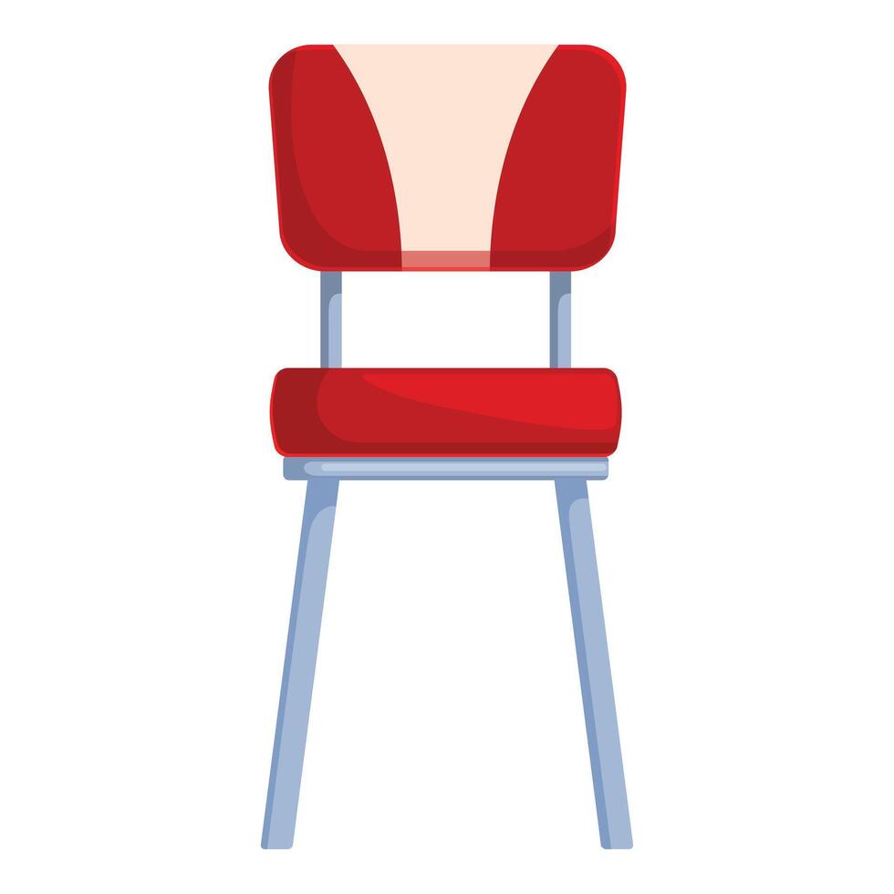 Red retro diner chair standing on white background vector