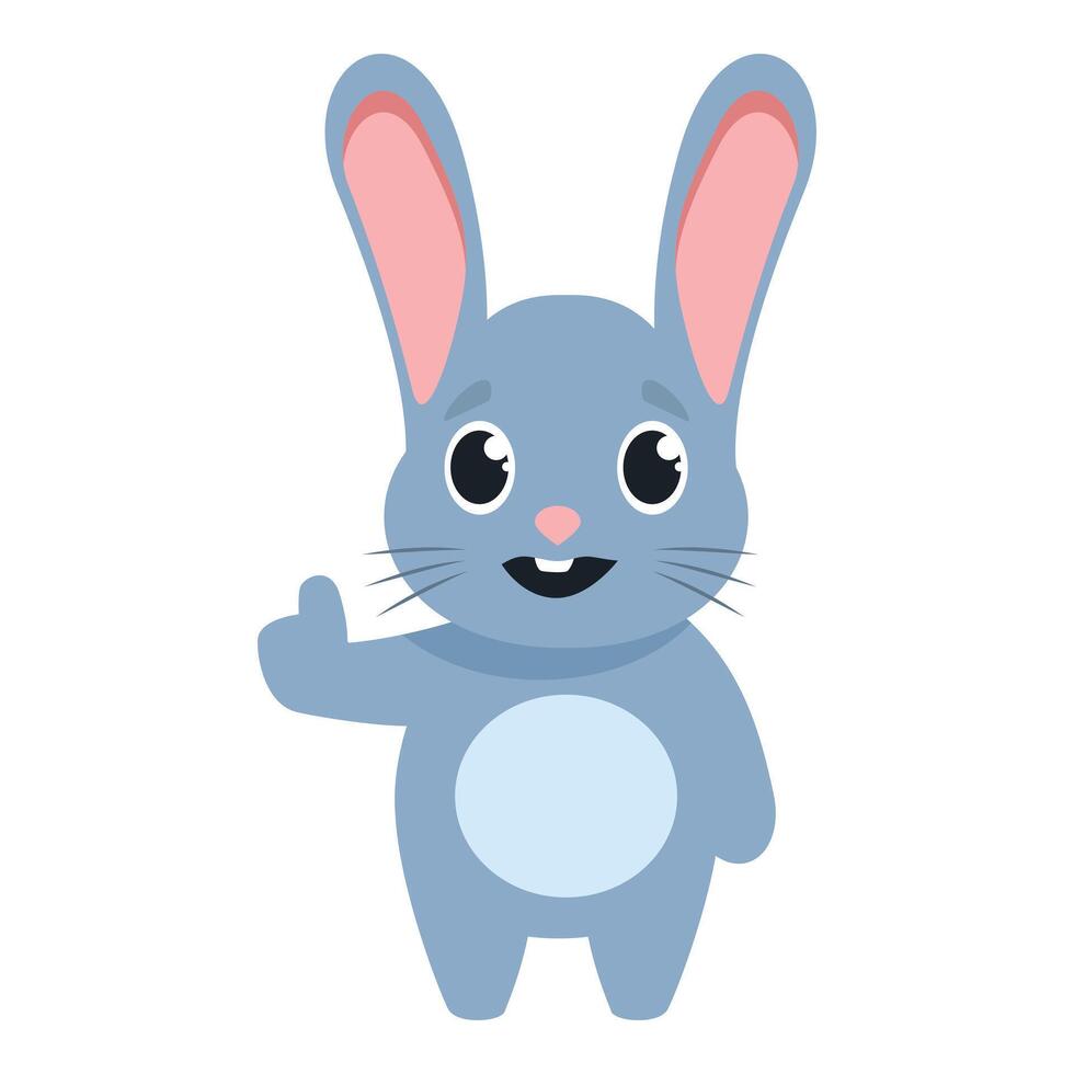 Cute cartoon bunny character giving thumbs up vector