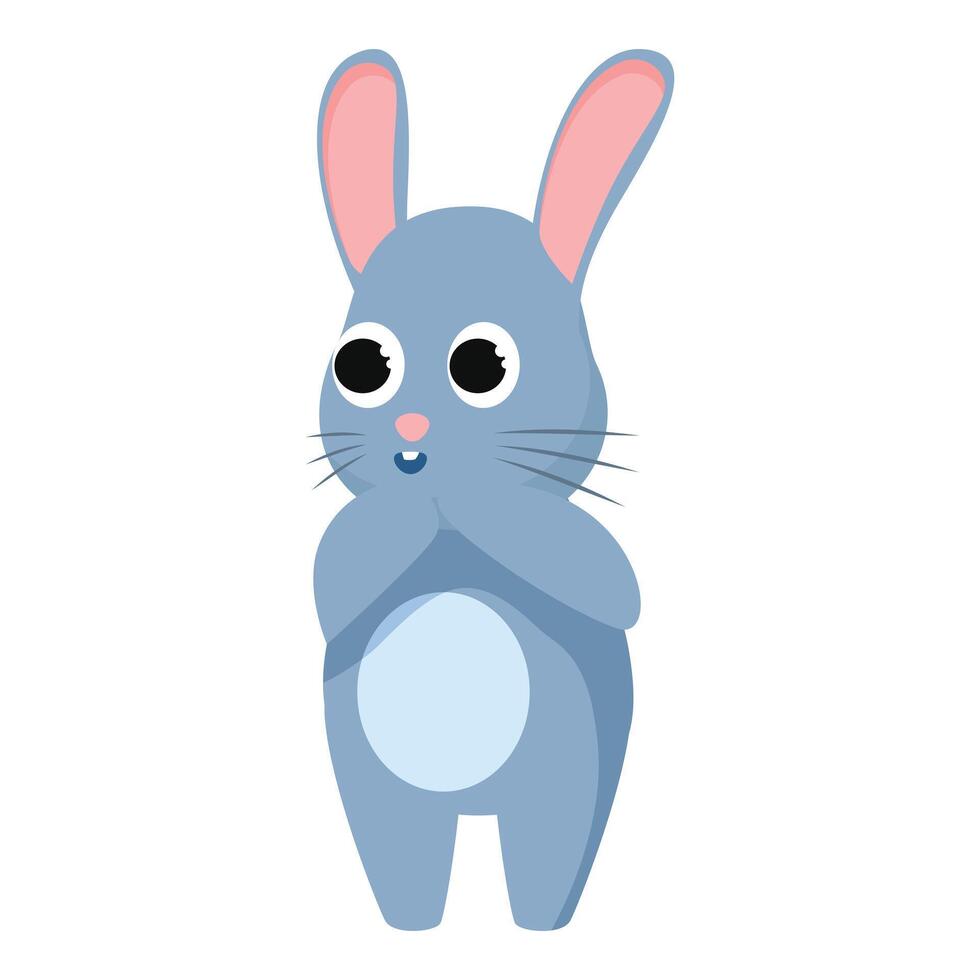 Blue easter bunny character looking surprised with big eyes vector