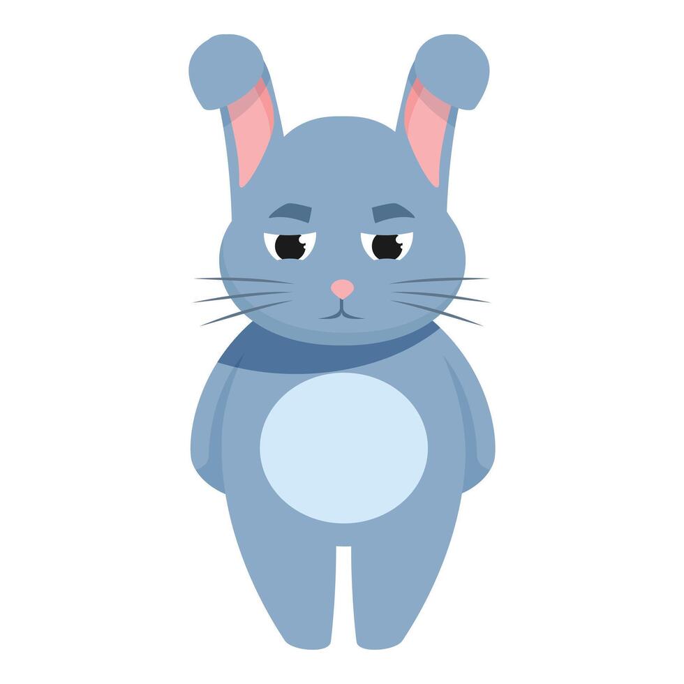 Cute cartoon rabbit looking sad and grumpy vector