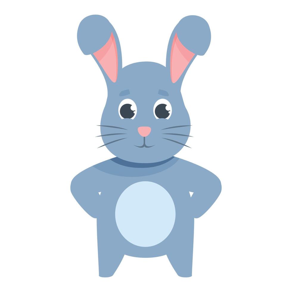 Cute blue easter bunny rabbit standing with hands on hips vector