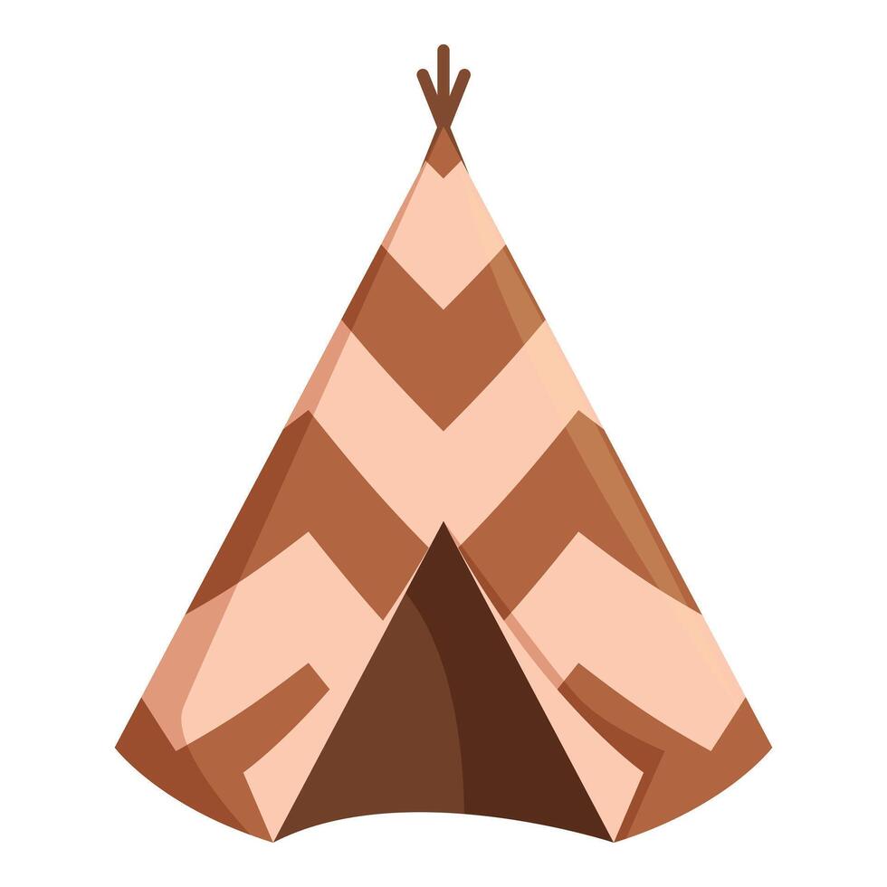 Native american teepee standing in zigzag pattern fabric vector