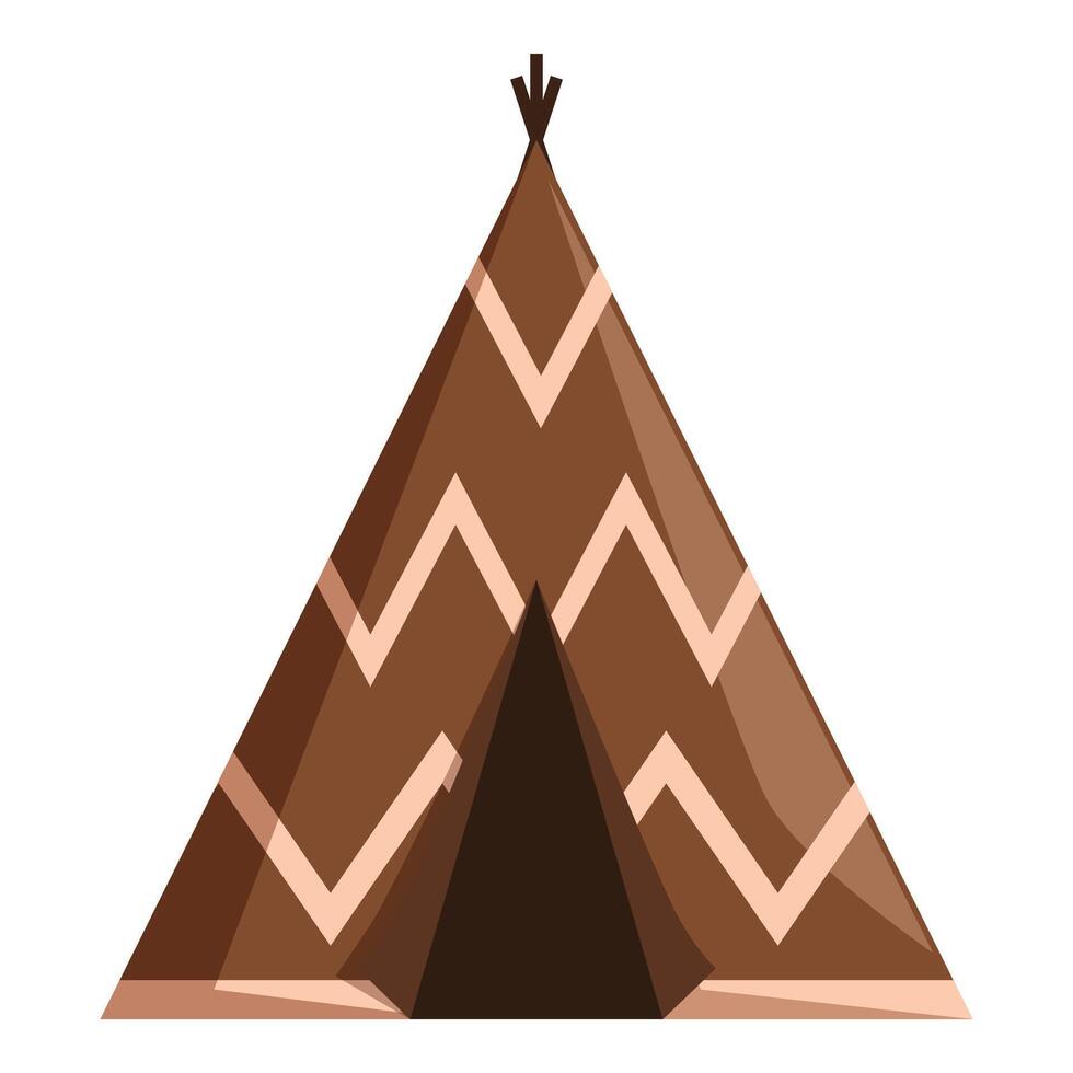 Brown teepee tent with patterns standing on white background vector