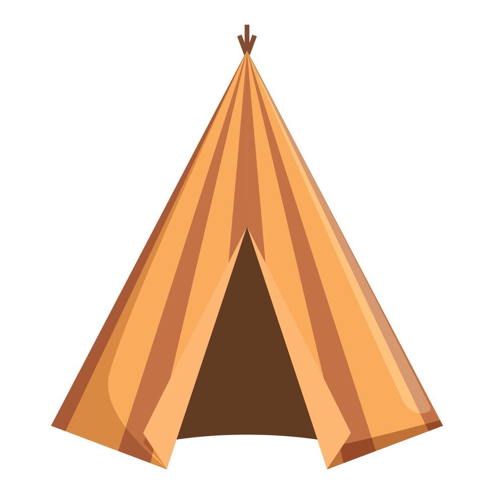 Brown and orange teepee tent standing tall on white background vector