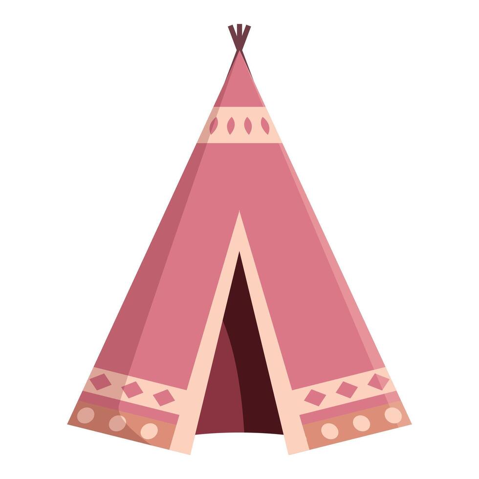 Pink teepee standing up with open entrance flap vector