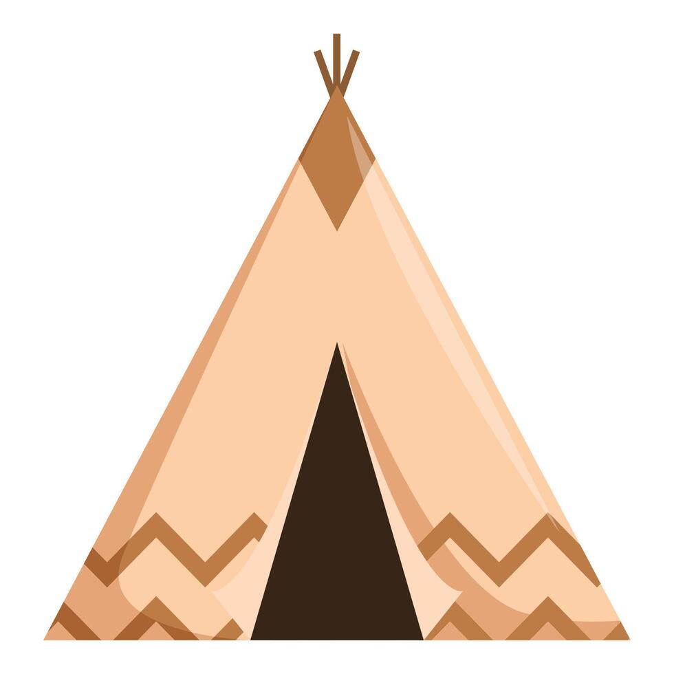 Brown and beige teepee standing tall with open entrance vector