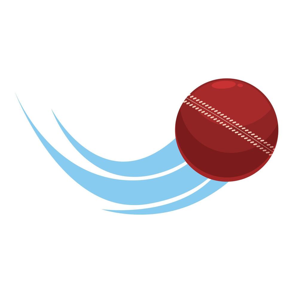 Red leather cricket ball moving fast through air with motion blur vector
