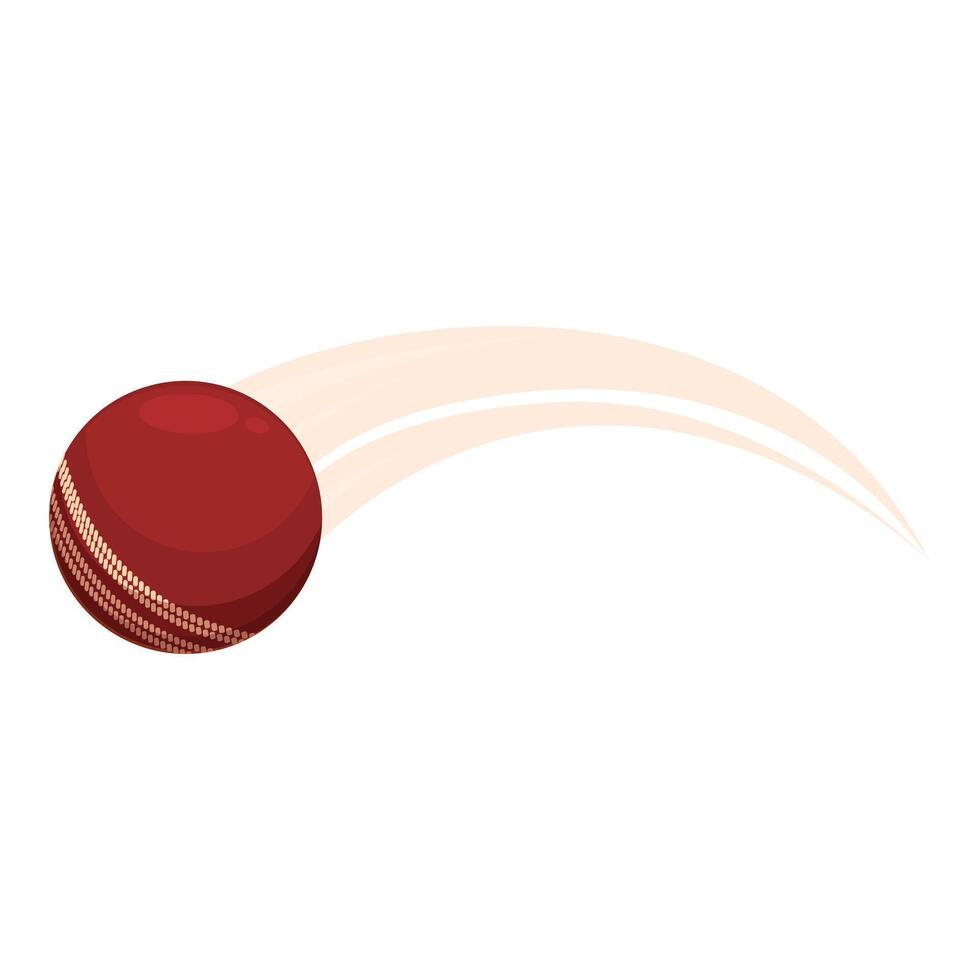 Red cricket ball flying through the air with motion blur vector