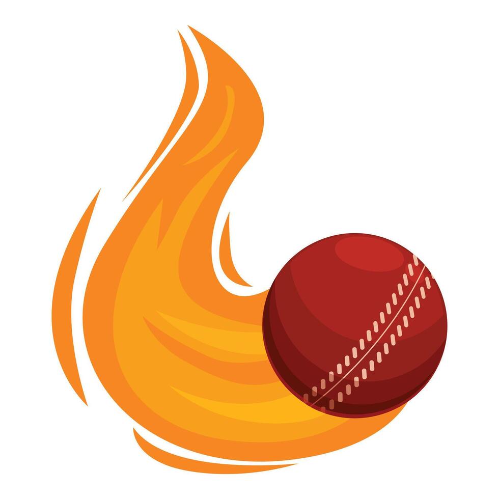 Cricket ball with fire trail burning through the air vector