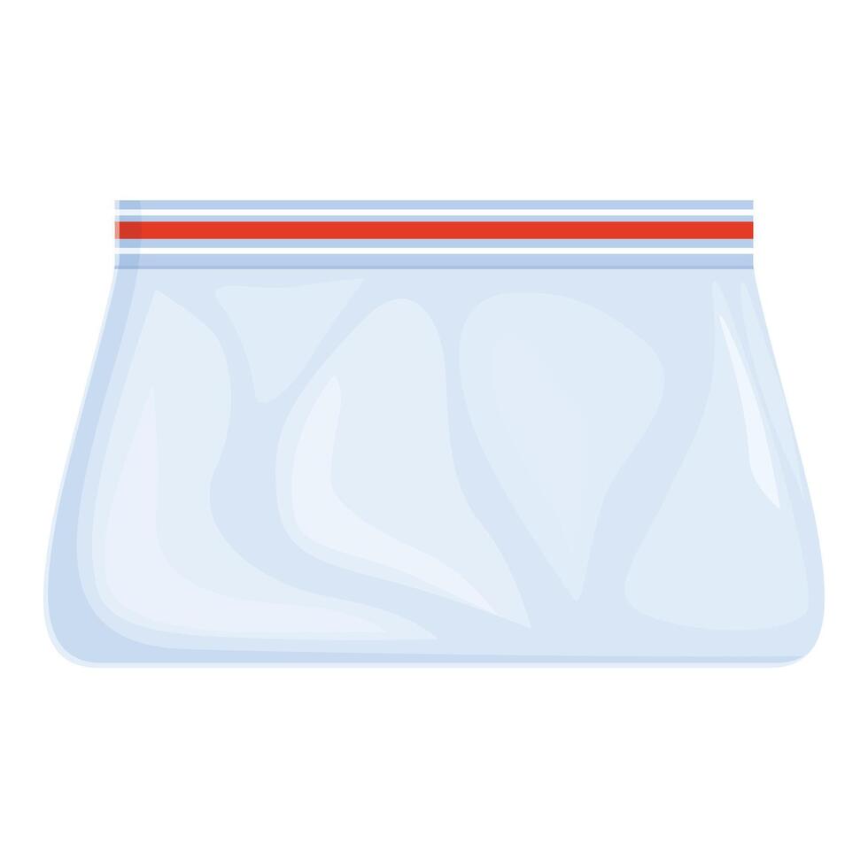 Empty freezer bag with red stripe zipper is keeping food fresh vector