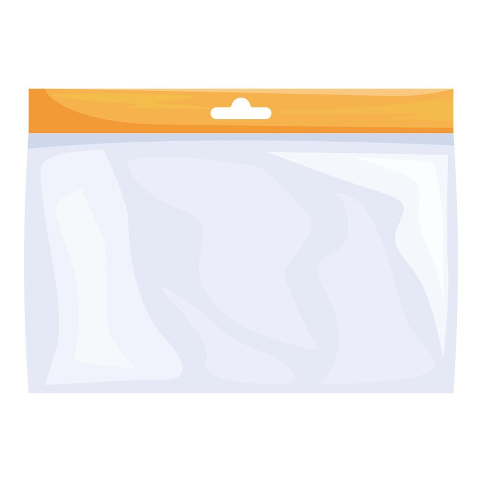 Empty transparent plastic package bag with hang slot vector