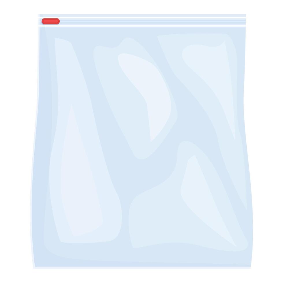 Empty transparent plastic zipper bag with red slider vector