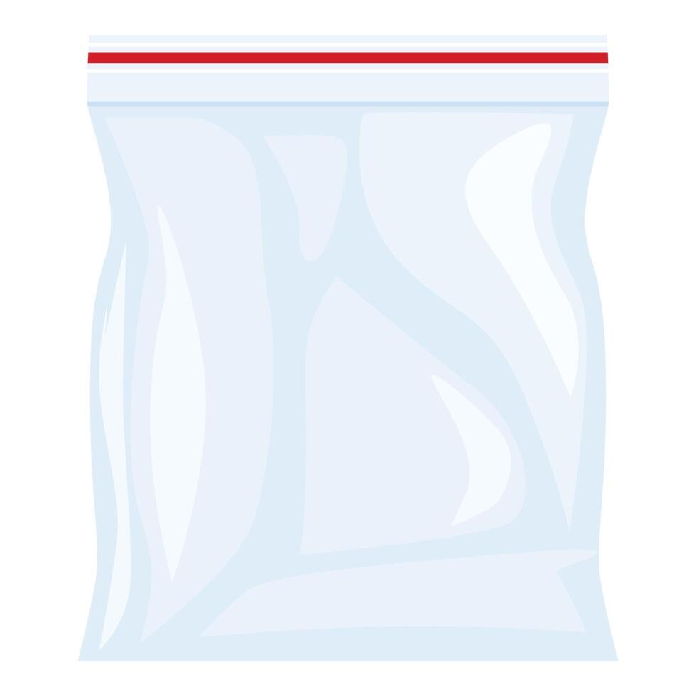 Empty transparent plastic zipper bag with red stripe isolated on white background vector