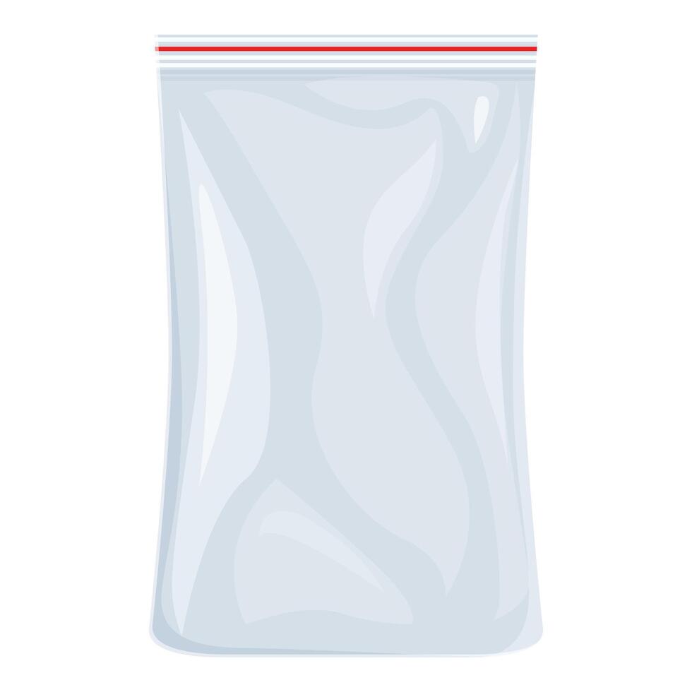 Realistic empty transparent plastic bag with zipper closing vector