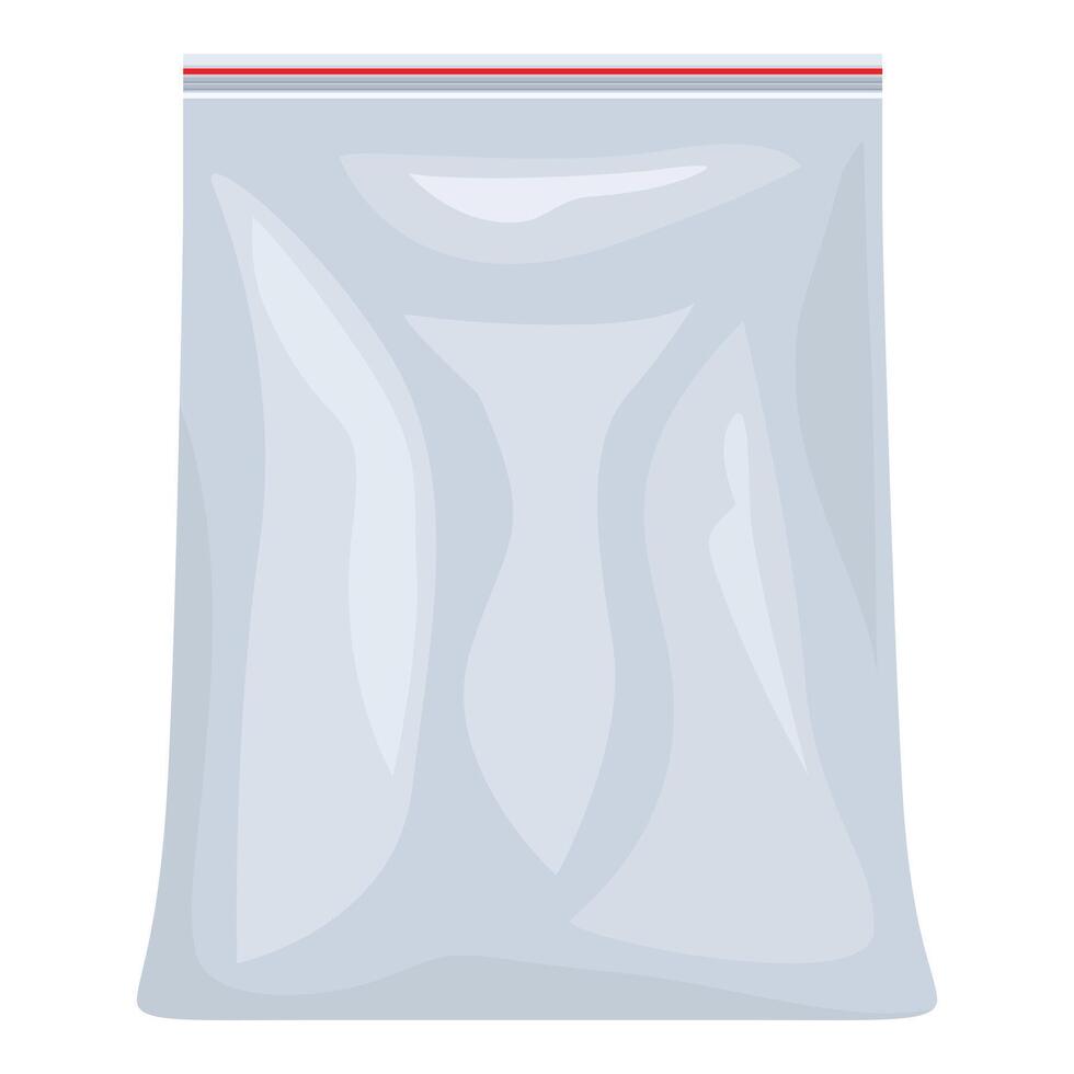 Empty sealed transparent plastic zipper bag standing up vector