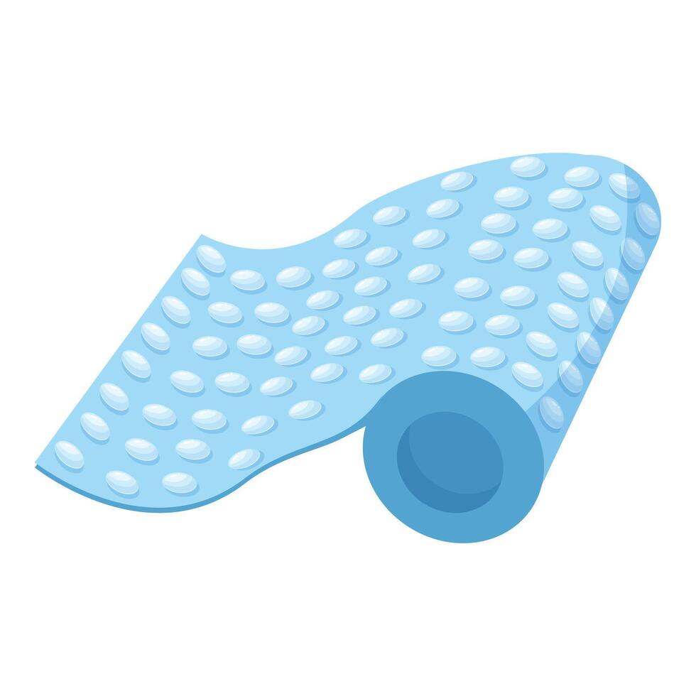 Blue bubble wrap roll unwinding for packing vector