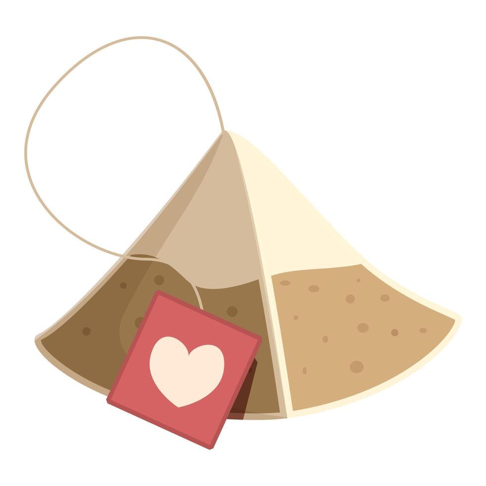 Pyramid tea bag with heart showing love for tea time vector