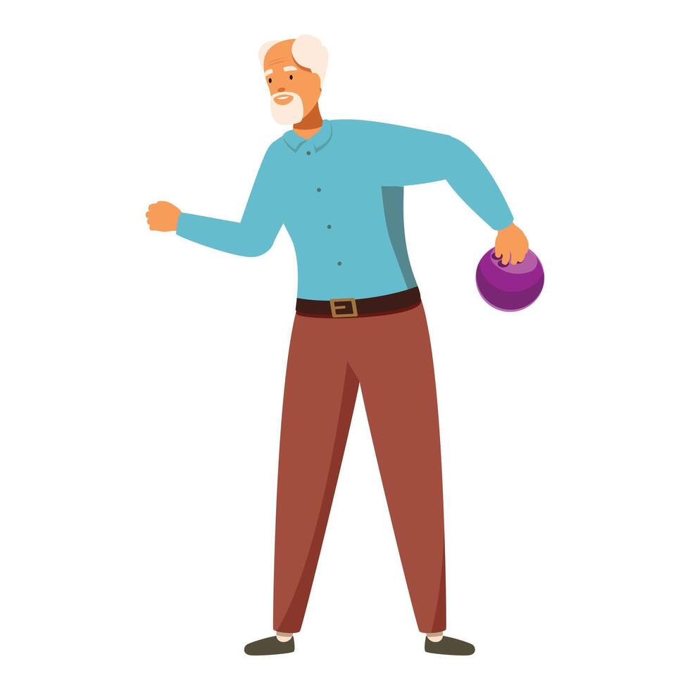 Senior man playing bowling enjoying retirement life vector