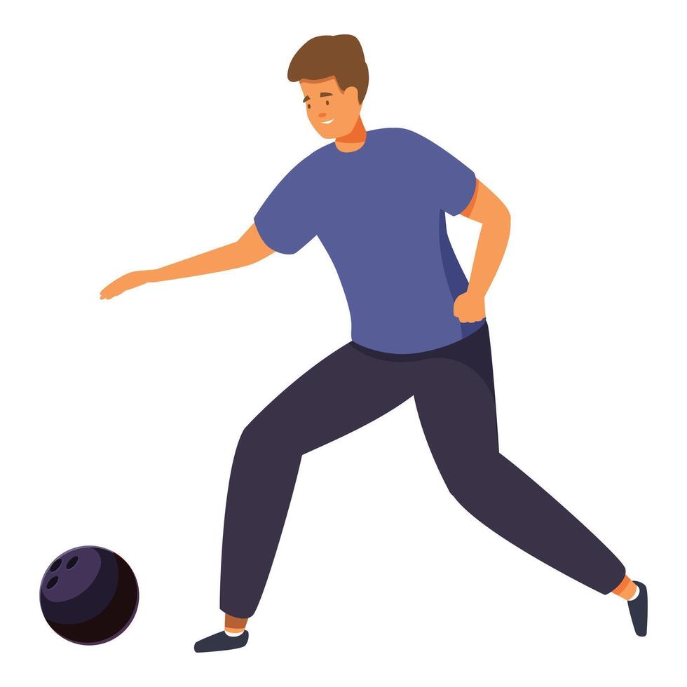 Young man throwing bowling ball during game vector