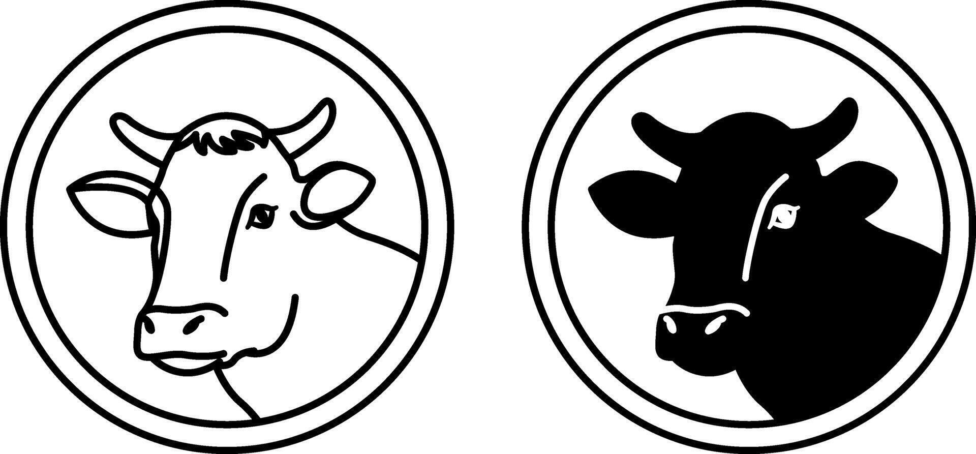 Beef Labels. Black and White Icons. Cow Head. Beef Meat Products. Cat's Food Properties. Food Packaging Sticker vector