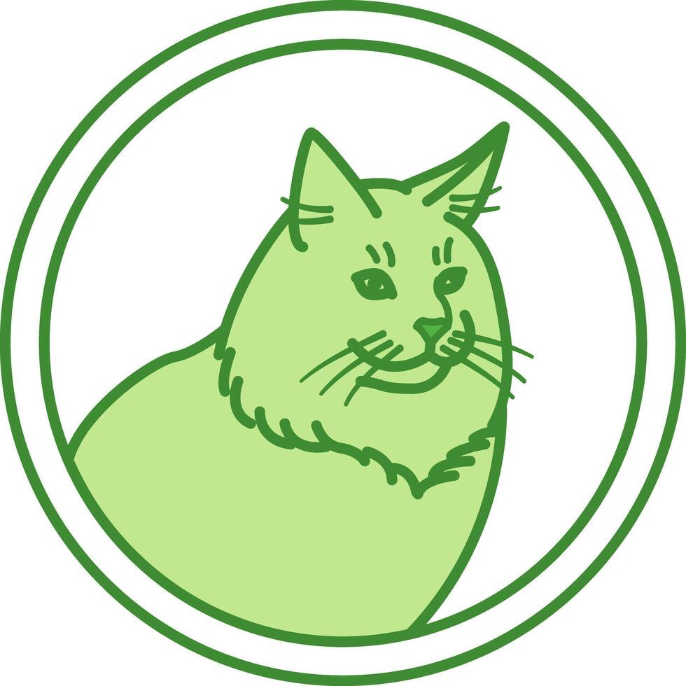 Green Label Food for Old Cats. Icon. Pet. Cat Food Packaging Sticker vector