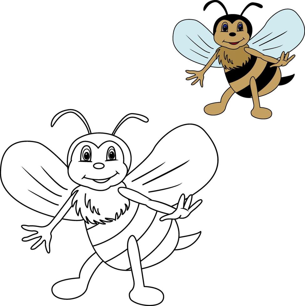 Coloring book for kids cartoon bee vector