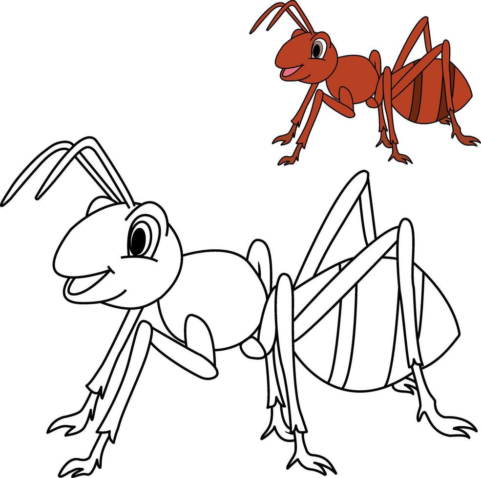 Cartoon ant for kids coloring book. Insect illustration vector