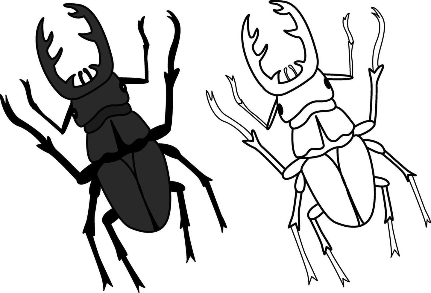 Coloring book for kids beetle deer. Insect illustration vector