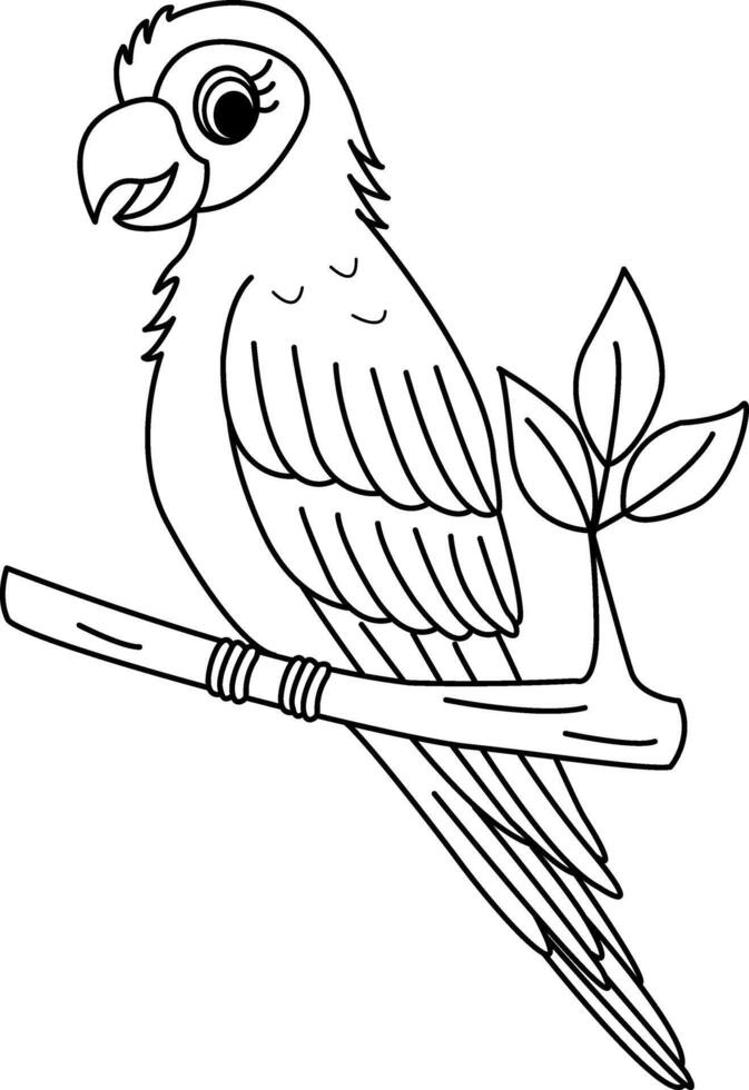 Beautiful Cartoon Parrot for Coloring Page. Illustration Tropical Bird Parrot vector