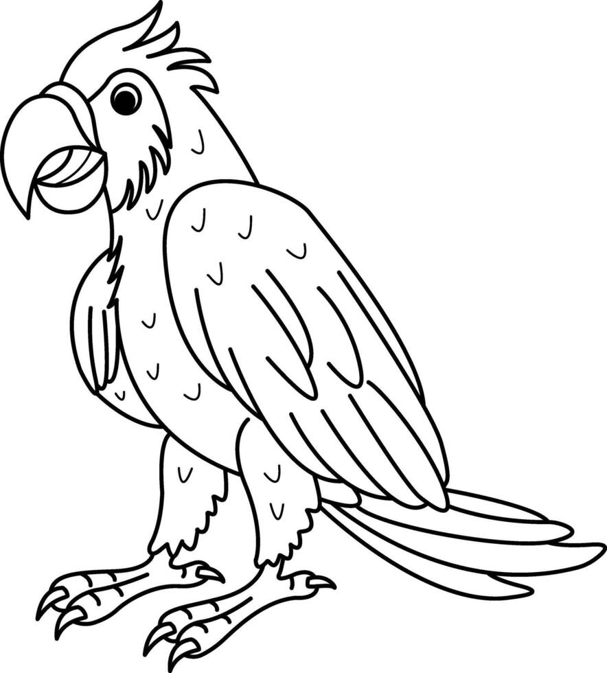 Cartoon Colorful Parrot For Coloring Page. Illustration Tropical Bird Parrot vector