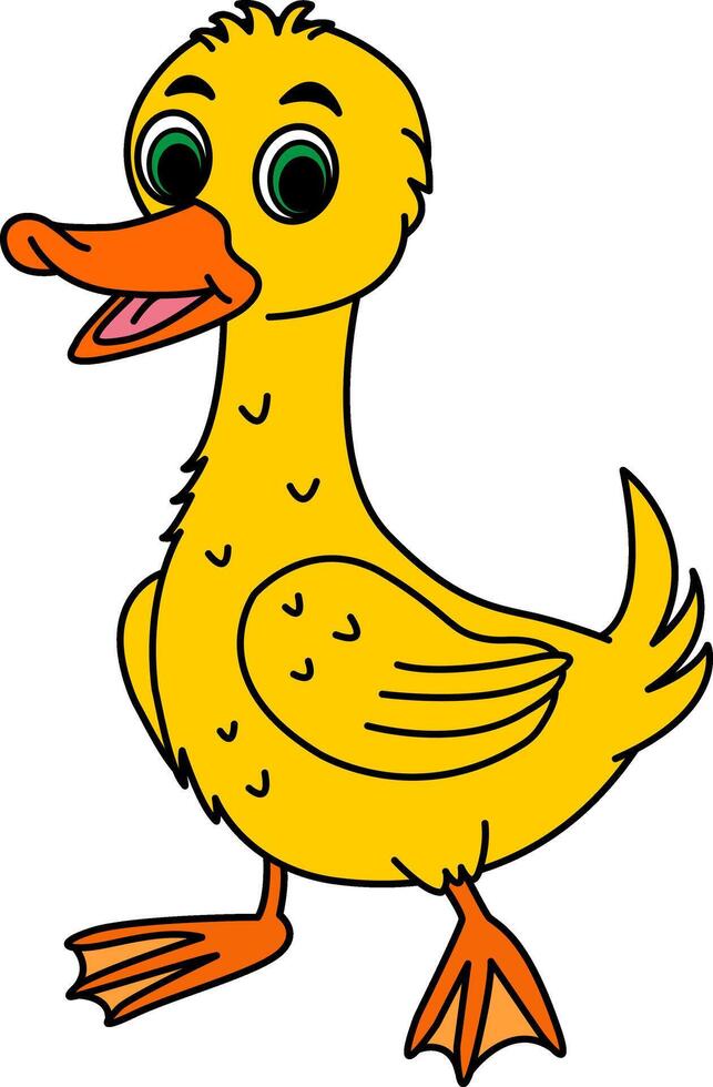 Cute Cartoon Duckling. Illustration Funny Baby Duck vector