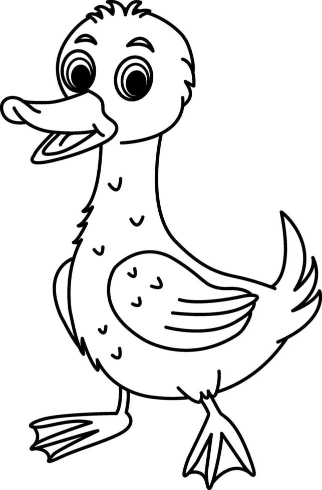 Cute Cartoon Duckling for Coloring Page. Illustration Funny Baby Duck vector
