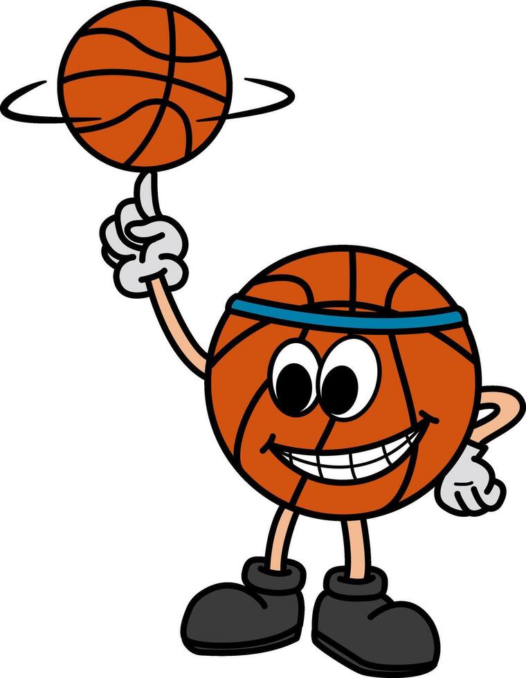 Cartoon Basketball Ball. Illustration Basketball Character Playing Ball vector