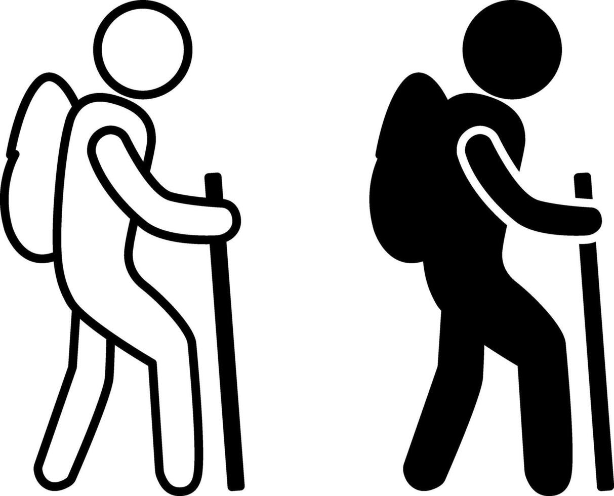 Hiking icons. Illustration Black and White Tourist Icons on White Background vector
