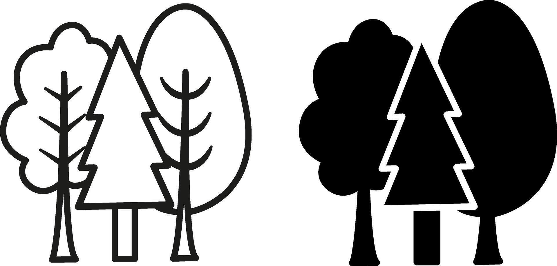 Tree icons. Black and White Tree Icons. vector
