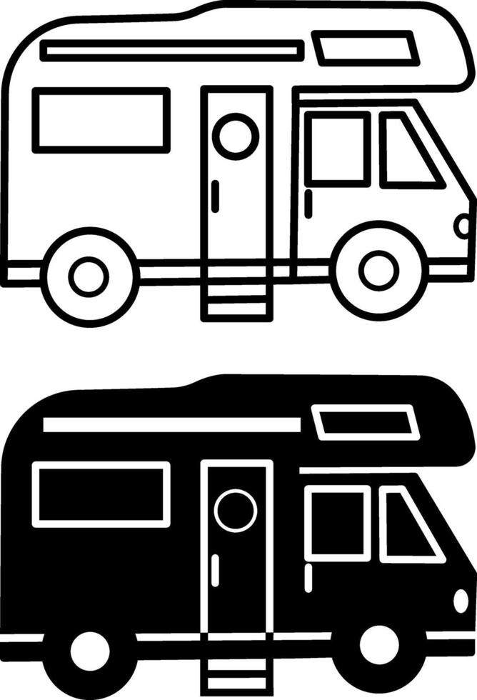 Camping Car Icons. Vacation travel concept. Illustration of Mobile Home for Camping vector