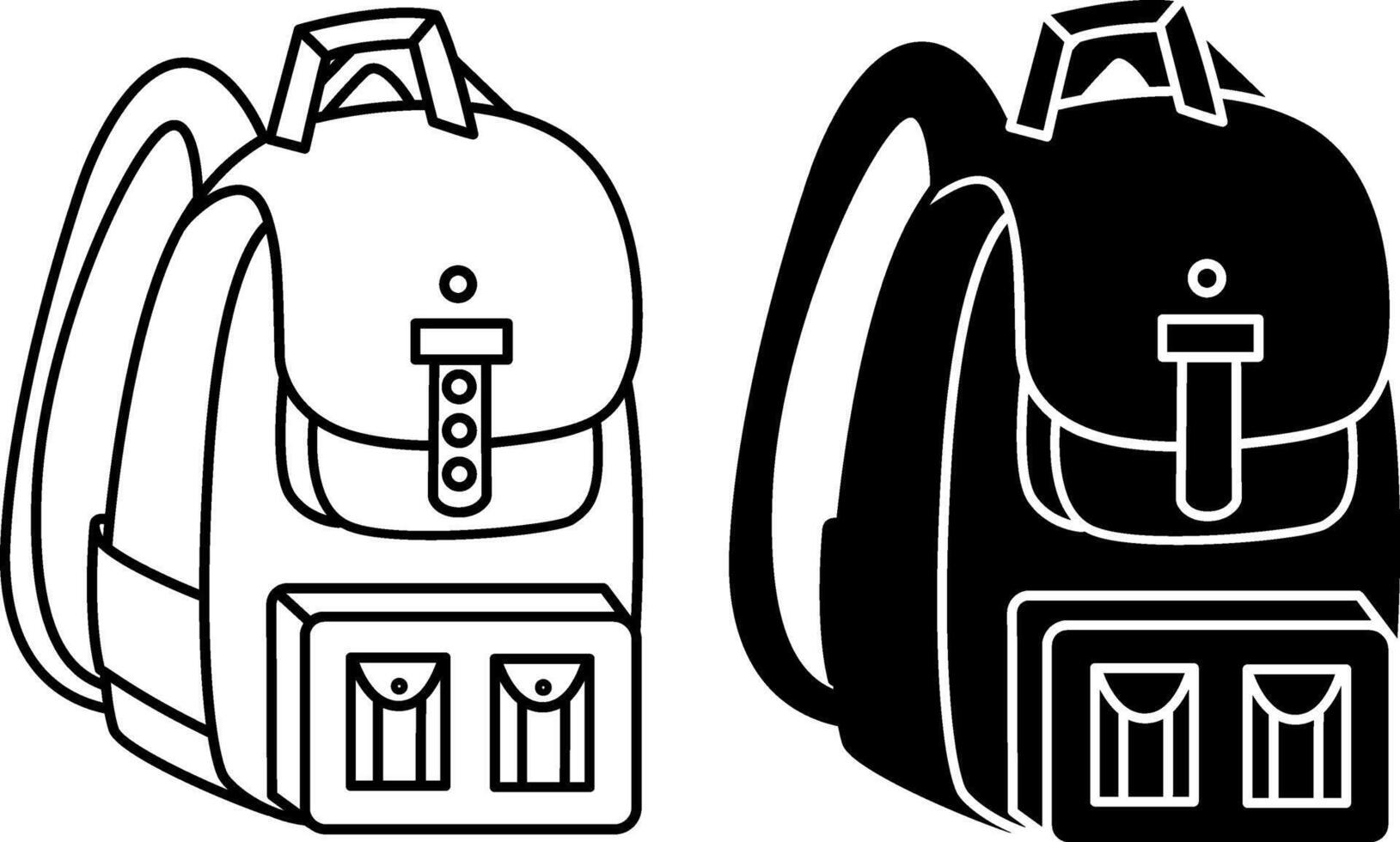 Icons of backpacks for camping. Illustration of a Hiking Equipment Bag. Sports and Tourism vector