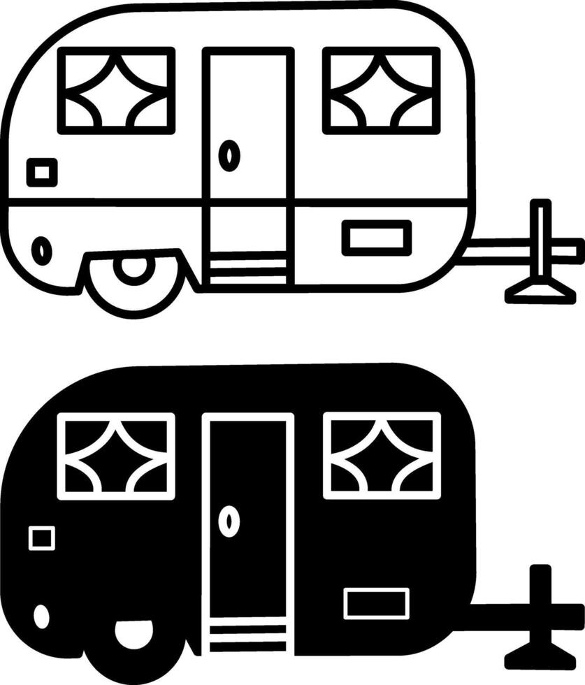 Camping Trailer Icons. Vacation travel concept. Illustration of a Trailer for a Mobile Home on Wheels vector