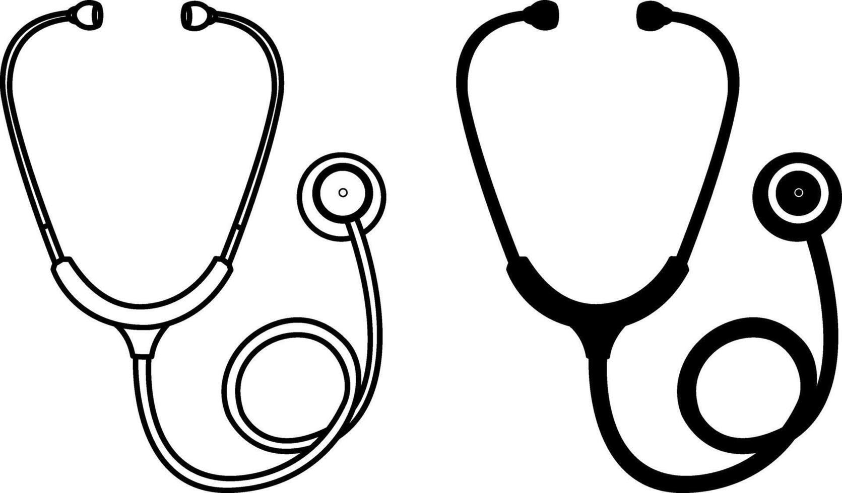 Medical Stethoscope Icons for Doctors. Black and White Icons. Healthcare concept vector