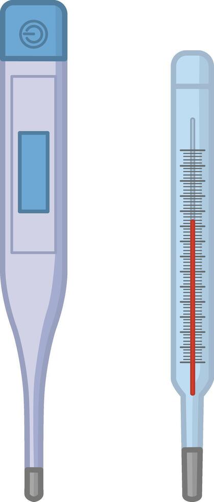 Electronic and Mercury Medical Thermometers. Thermometers for Temperature Measurement. Healthcare concept vector