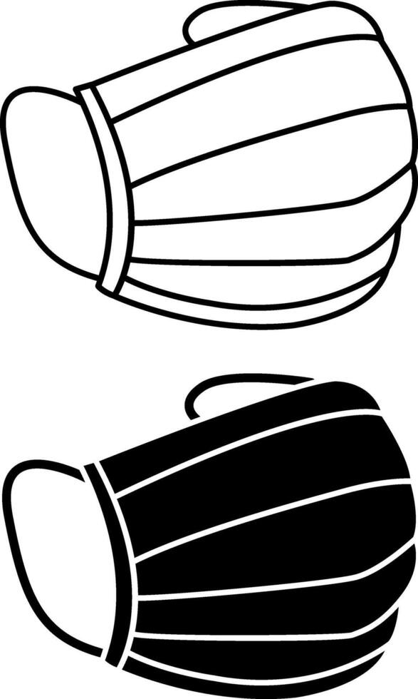Medical Face Masks Icons. Black and White Icons. Illustration of Protective Surgical Mask vector