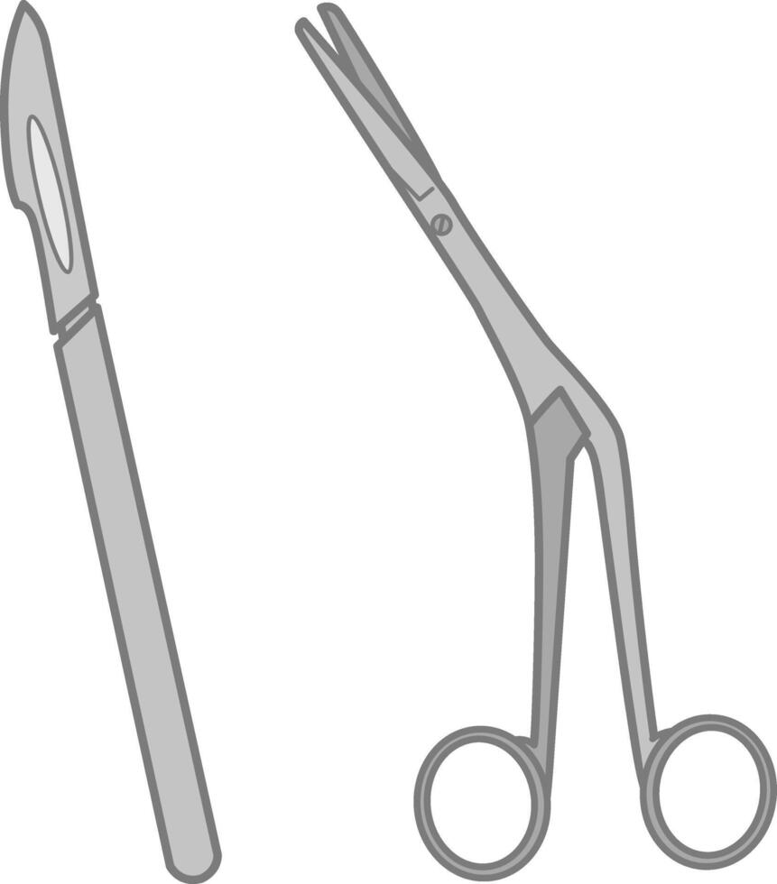Surgical Instruments. Medical Scalpel and Scissors vector