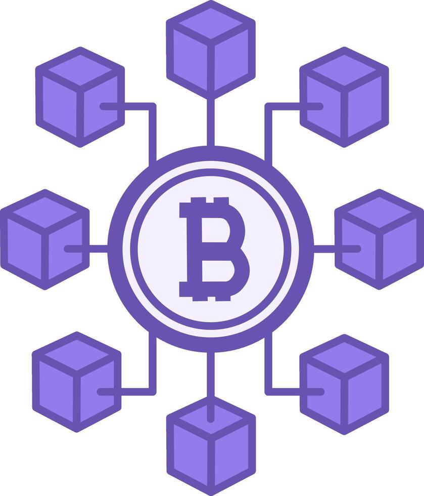Blockchain Colored Icon. Cryptocurrency concept. Abstract Geometric Blockchain Network Technologies vector