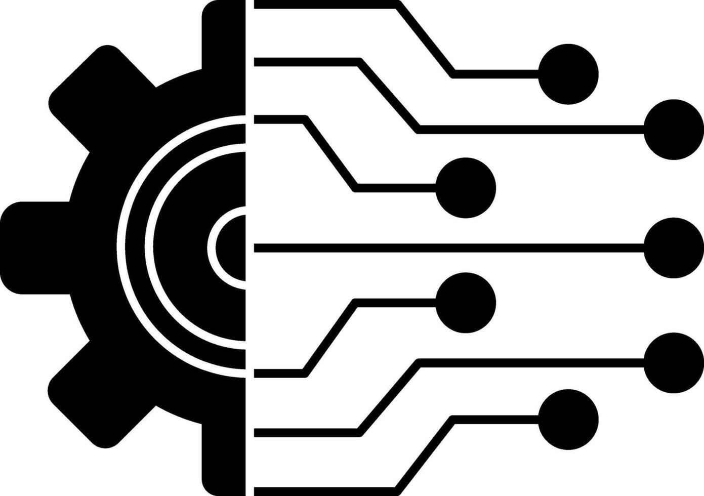 Black Digital Technology Icon. Illustration of Technology Gears. Business and Innovation Concept vector