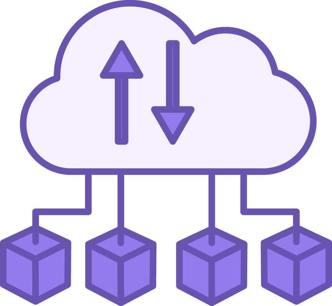 Cloud Computing Color Icon. Illustration of Connections to Computer Cloud. Technology Concept vector