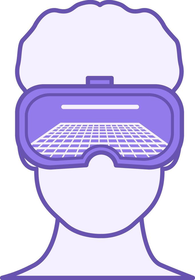 Colored Virtual Reality Icon. Illustration of a Virtual Reality Headset on a Man. Technology Concept vector