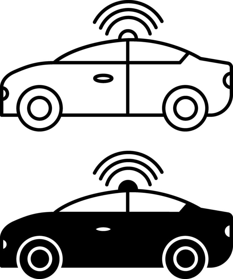 Autonomous Vehicle icons. Black and White Icons. Illustration of an Unmanned Car. Technology Concept vector